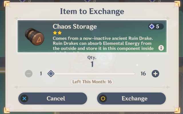 Genshin Impact Paimon's Bargains Chaos Storage