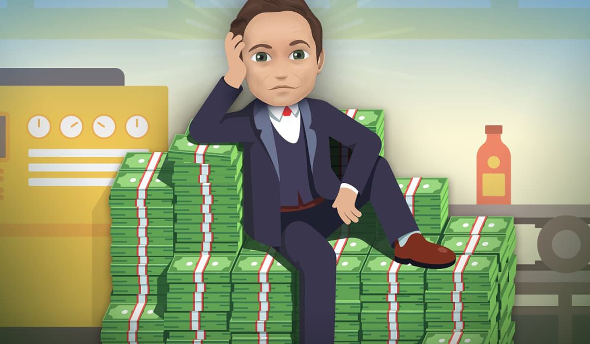 BitLife Employee sitting on a stack of money