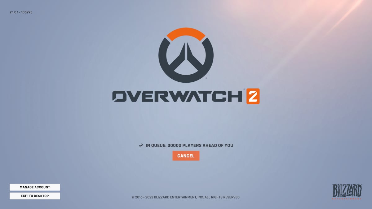 A screenshot of the queue in Overwatch 2.