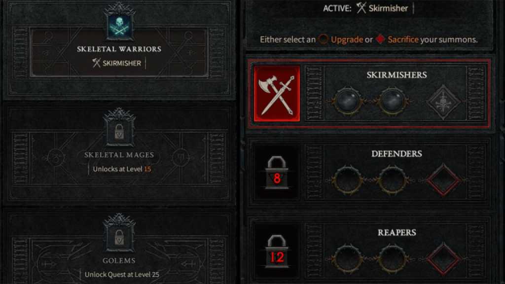 Book of the Dead Upgrades Menus Diablo 4