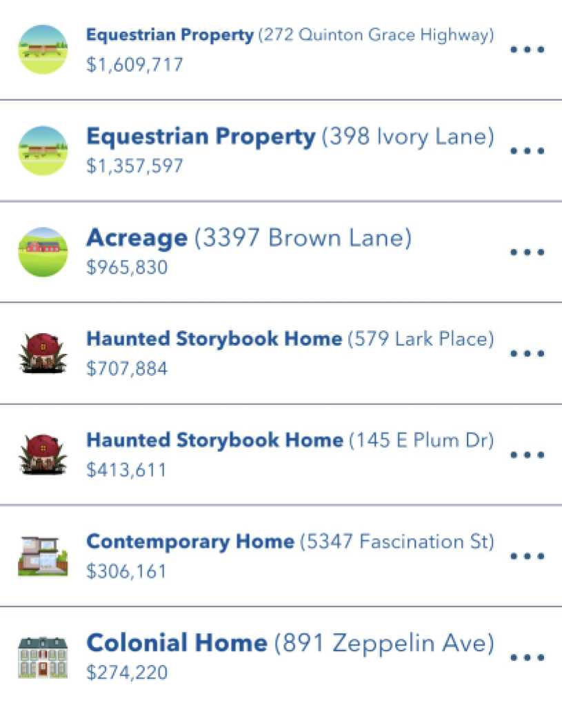 BitLife Haunted Storybook Home in Real Estate Menu