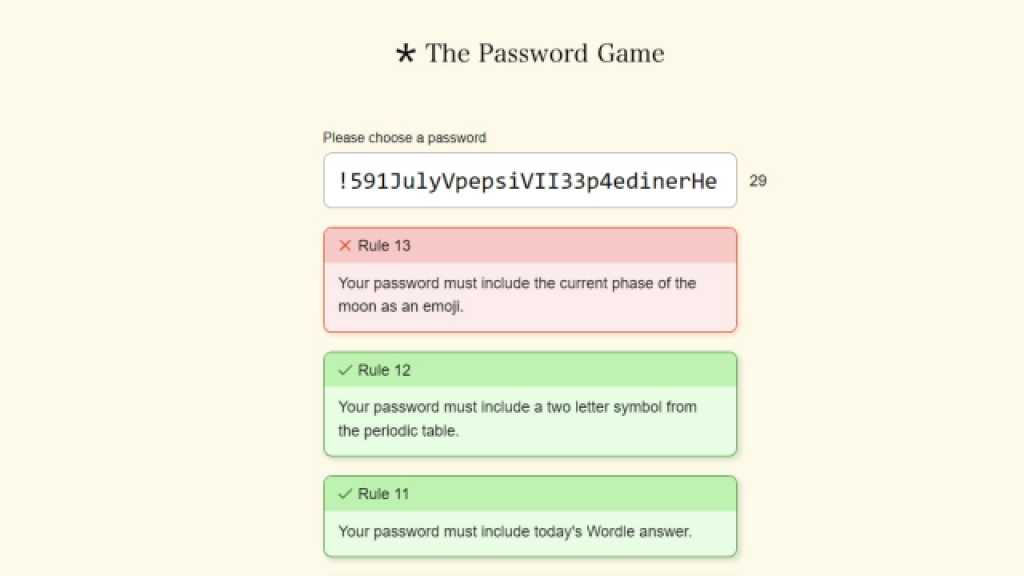 Password Game Rule 13 Moon Emoji