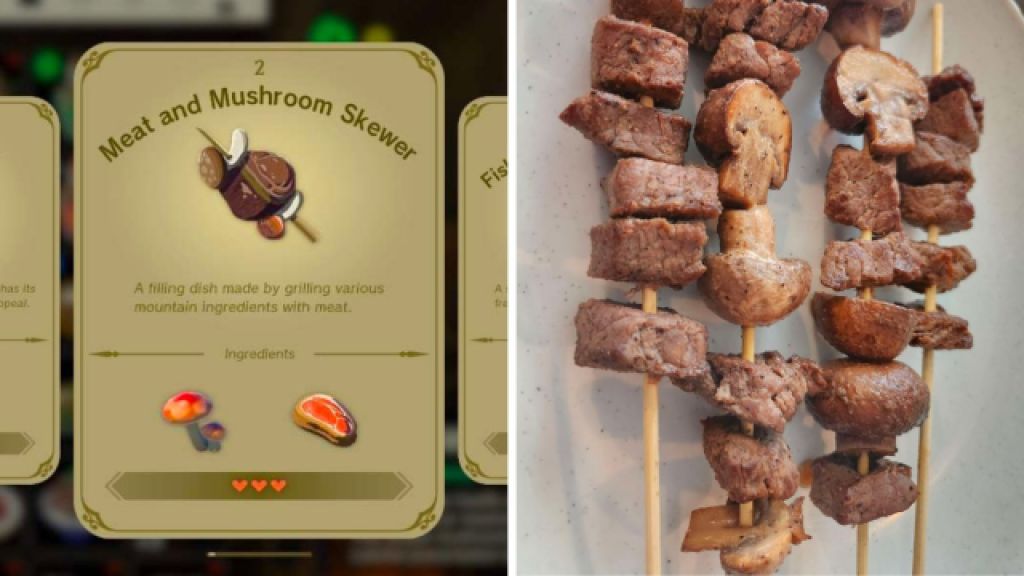 Meat and Mushroom Skewer in Zelda Tears of the Kingdom.