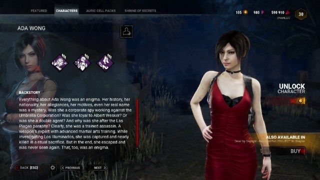 Ada Wong in Spot 4 for Quietest Survivors