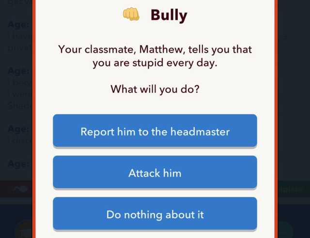 BitLife Bully Message