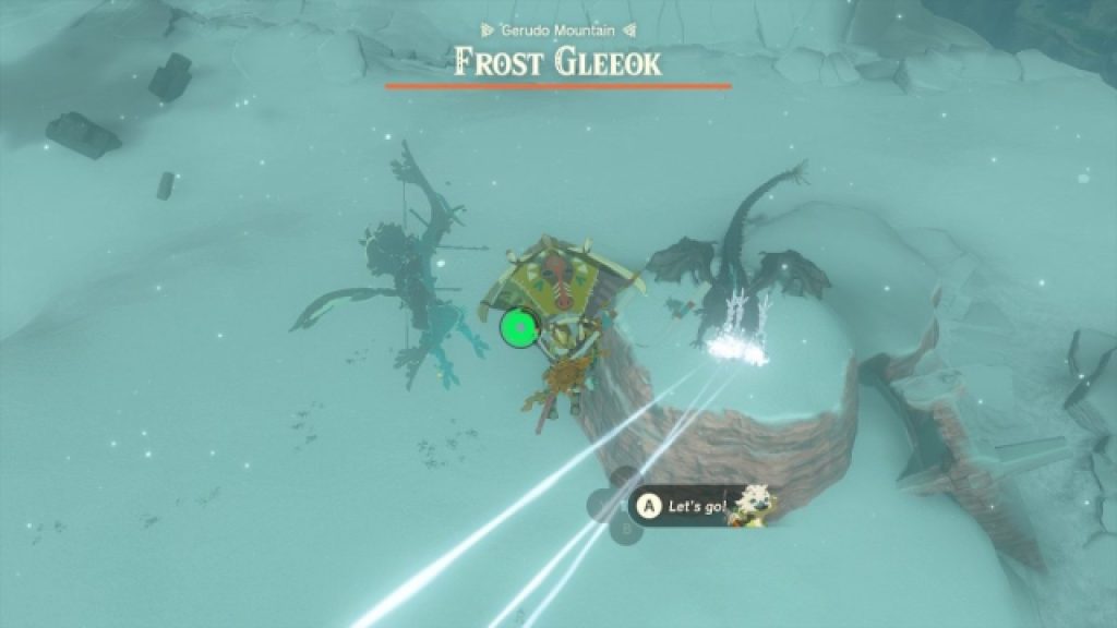 TOTK screenshot of a frost gleeok on gerudo mountain.