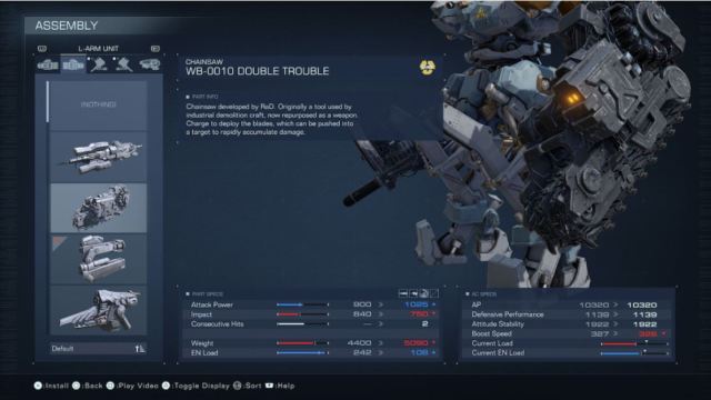 Armored core melee weapons