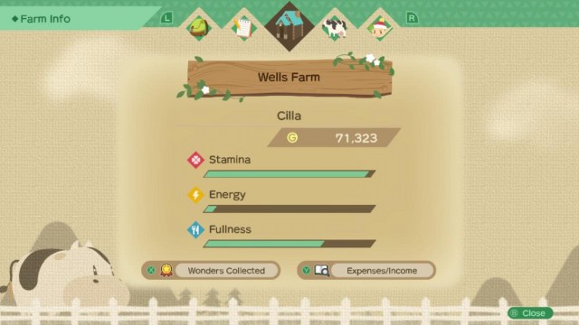 Story of Seasons A Wonderful Life Wonder Menu