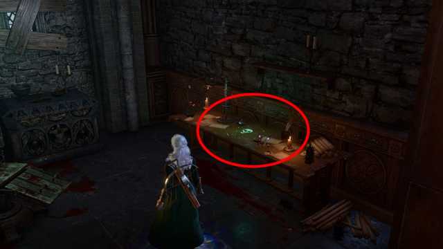 Baldur's Gate 3 player character standing by Ritual Circles on a table