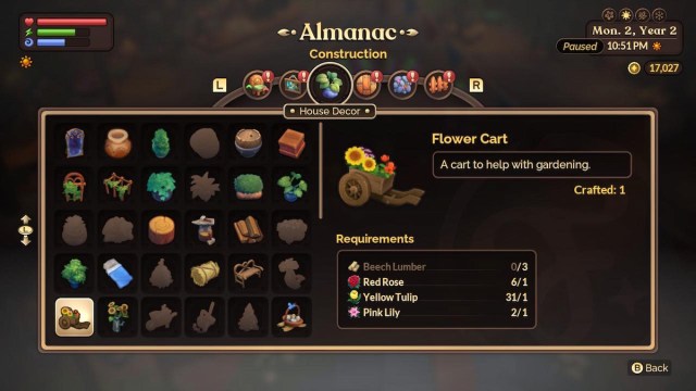 Fae Farm Construct Flower Cart