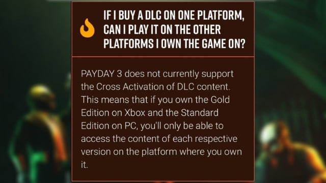 Payday Day DLC Explanation from Payday 3 FAQ