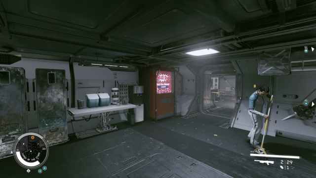 Starfield screenshot of a red vending machine in Crew Quarters