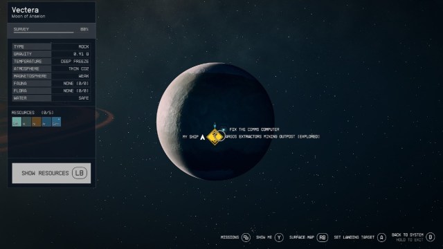 Screenshot of the planet Vectera in Starfield.