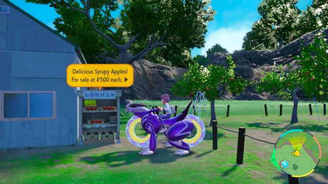 Screenshot of the Syrupy Apple stall in Pokemon Scarlet and Violet.