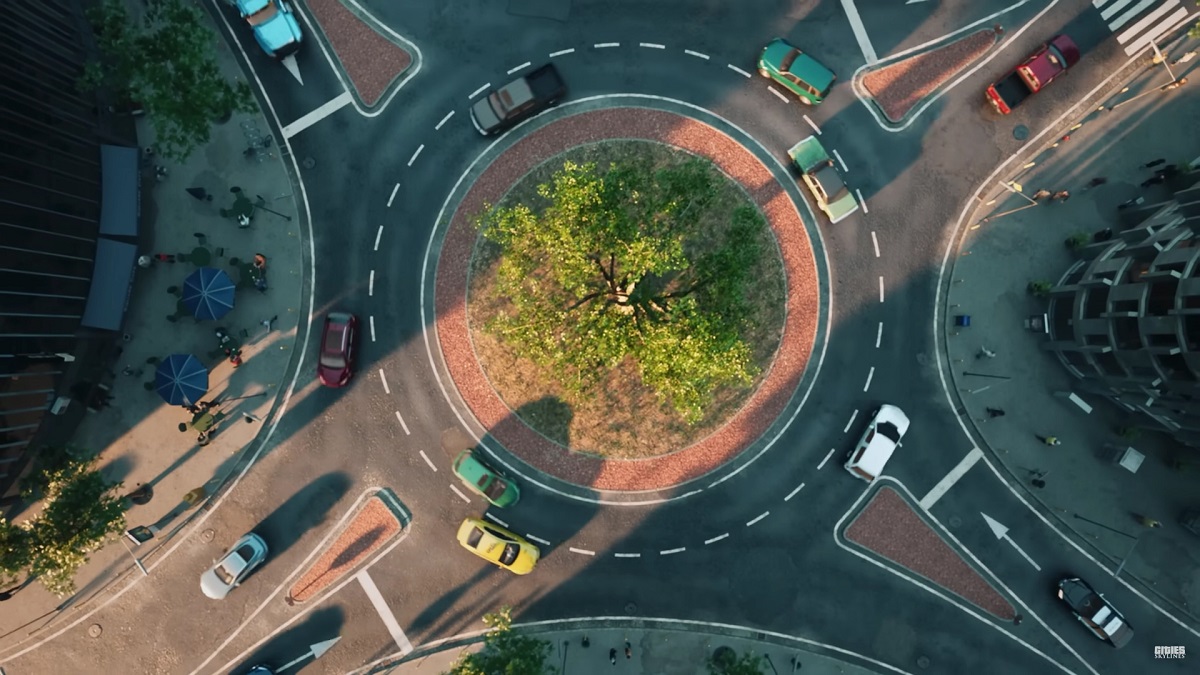 Image of a circled road unlocked by development tree system in Cities: Skylines 2.