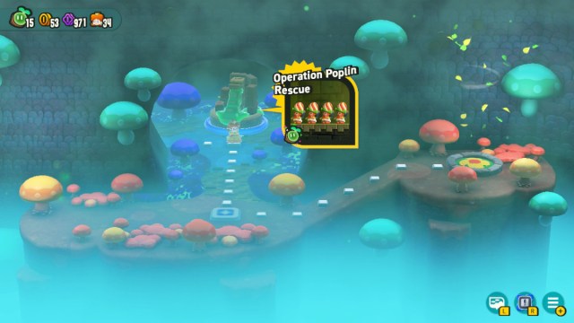 A Super Mario Bros. Wonder screenshot of the Operation Poplin Rescue stage.