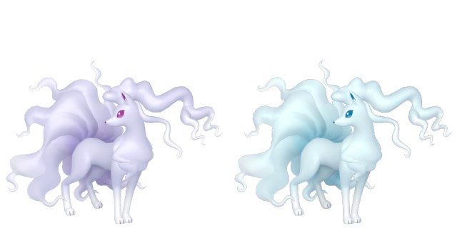 Official images of shiny and regular Alolan Ninetales.