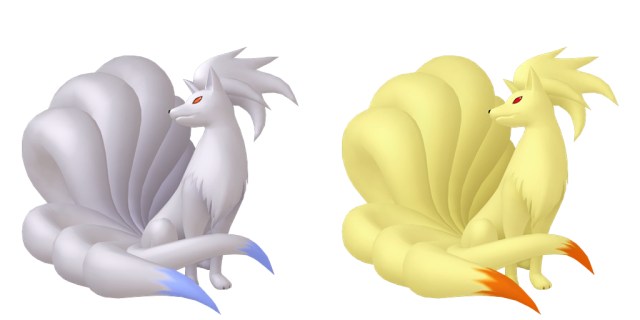 Official images of shiny and regular Ninetales.