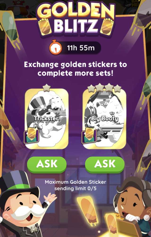 Monopoly GO Golden Blitz event screen