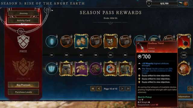 Screenshot of Endless Thirst in New World's seasonal pass