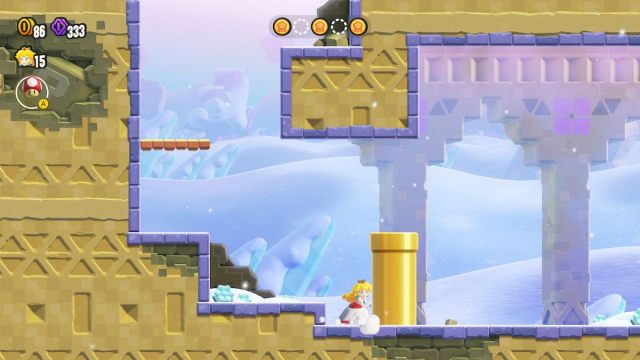 Peach moving a pipe in Super Mario Bros Wonder