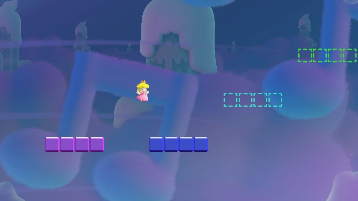 Peach on Jump Jump Jump course in Super Mario Bros Wonder