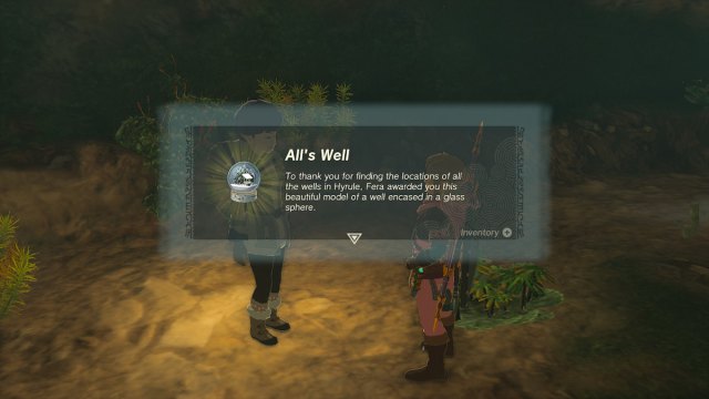 The reward for completing "Where are the Wells?" in Tears of the Kingdom