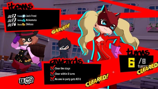 End Results Screen in Persona 5 Tactica