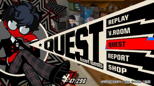 Quests option in the Hideout Menu of Persona 5 Tactica