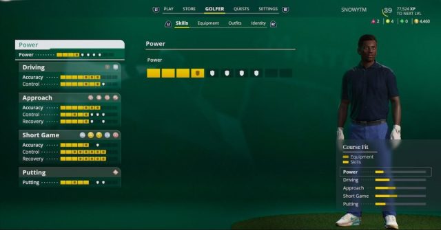 new skill point rewards set at 50 xps | pga tour