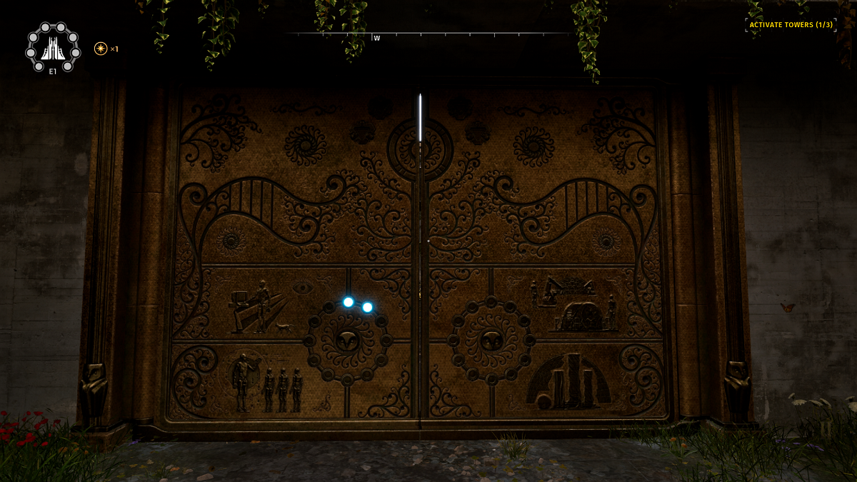 Image of the closed golden gates in The Talos Principle 2.