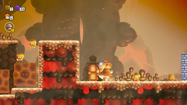 A Super Mario Bros. Wonder screenshot of Elephant Daisy beside a newly revealed door.