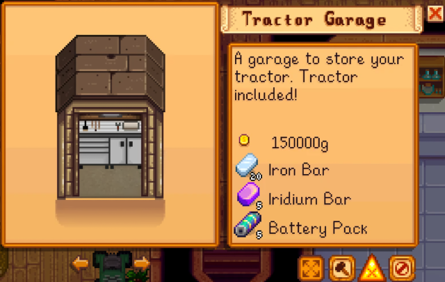 Tractor Garage Build Requirements at Robin's in Stardew Valley