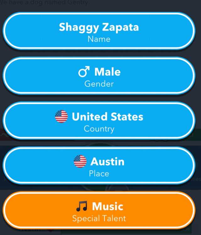 BitLife new character menu with Austin Texas as starting location