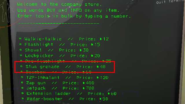 Lethal Company stun grenade store