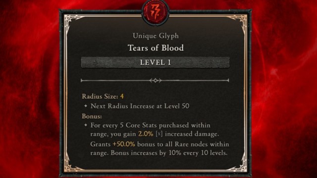 Tears of Blood Glyph Diablo 4