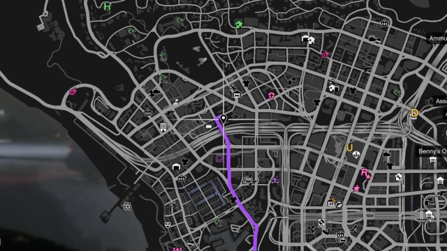 GTA Online Map showing Weazel Plaza