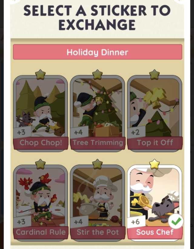 Monopoly GO safe trading exchange sticker menu