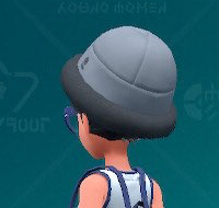 Pokemon Scarlet and Violet screenshot of a gray fur bucket hat.