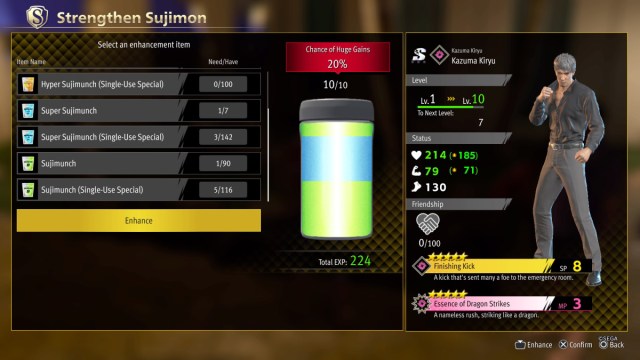 A Like a Dragon: Infinite Wealth screenshot of a Sujimunch shake being made for Sujimon Kiryu.