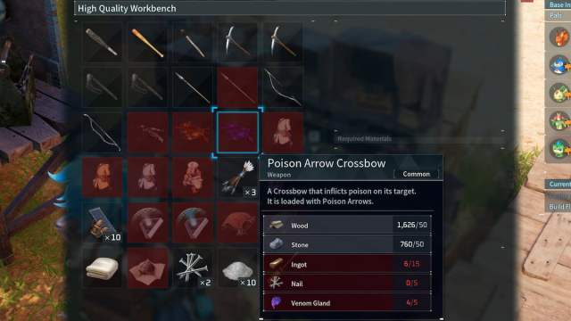 Palworld venom glands for poison crossbow