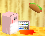 A Kirby 64 screenshot of Refrigerator Kirby.