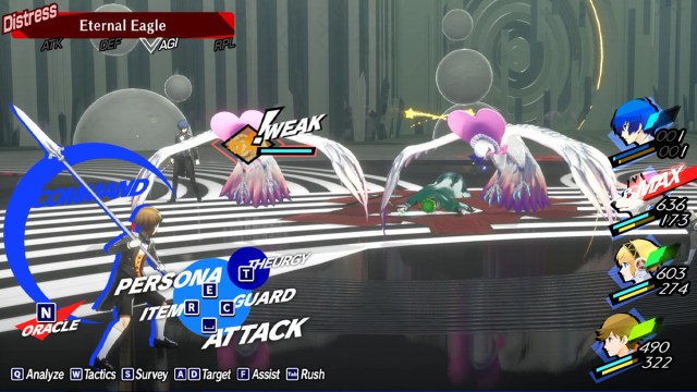 Persona 3 Reload screenshot of ken targeting an eternal eagle in tartarus