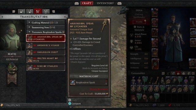 Uber Unique Crafting Transmutation in Diablo 4