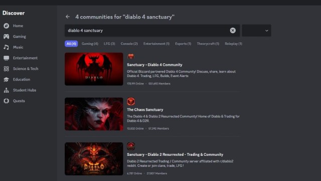 Diablo 4 Santuary Discord