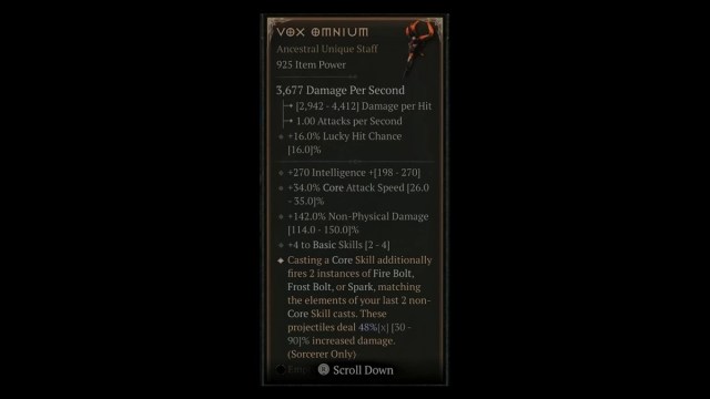 Vox Omnium Unique Stats Diablo 4