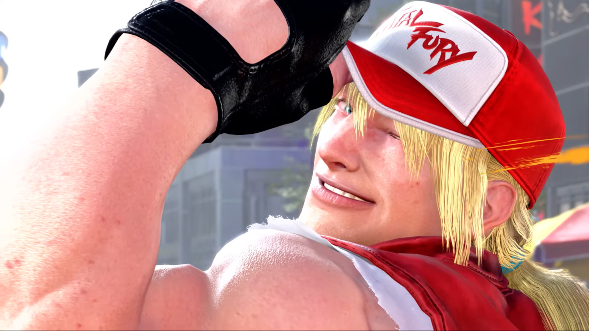 A screenshot of Terry Bogard winking in Street Fighter 6.